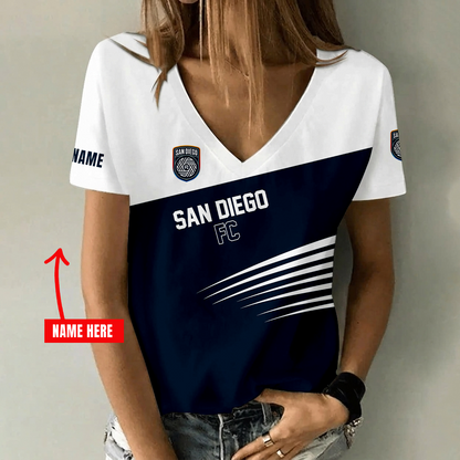 [GOAL DEAL] NEW CUSTOMIZED MLS16 SDF SAN DIEGO FC V-NECK FEMALE SHIRT