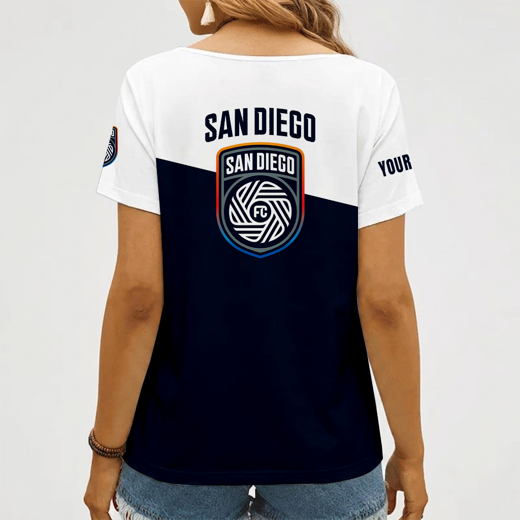 [GOAL DEAL] NEW CUSTOMIZED MLS16 SDF SAN DIEGO FC V-NECK FEMALE SHIRT