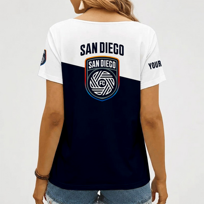 [GOAL DEAL] NEW CUSTOMIZED MLS16 SDF SAN DIEGO FC V-NECK FEMALE SHIRT