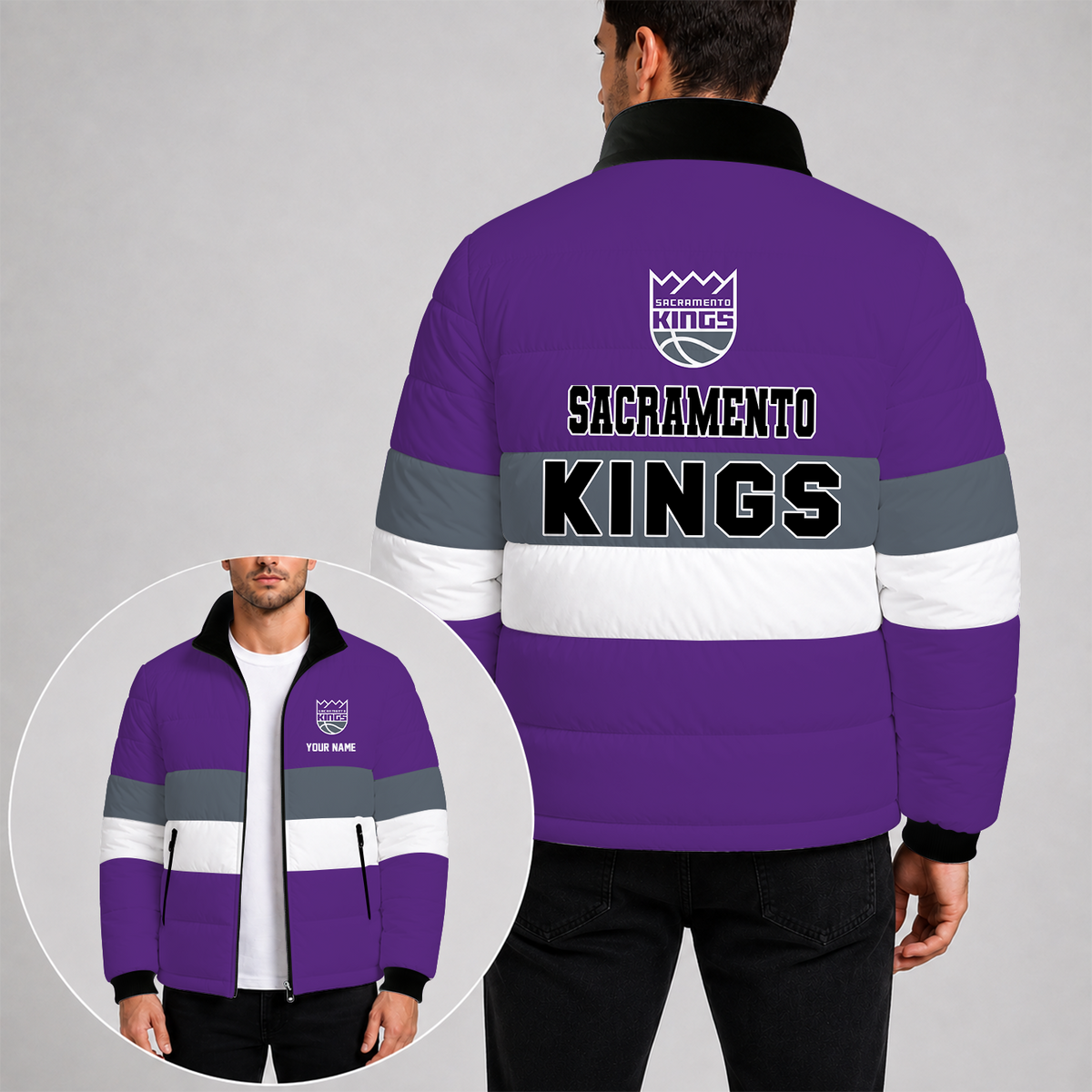 [SLAM DUNK DEAL] NEW CUSTOMIZED NBA16 SKI THE KINGS PUFFER JACKET