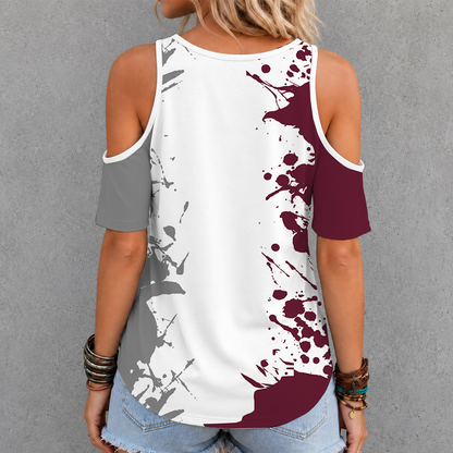 [TOUCHDOWN DEAL]NEW CUSTOMIZED NCAA FBS16 TAA TEXAS A&M AGGIES CRISS CROSS V-NECK TOP