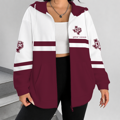 [FAN FAVORITE] NEW CUSTOMIZED NCAA FBS16 TAA TEXAS A&M AGGIES ZIP HOODIE