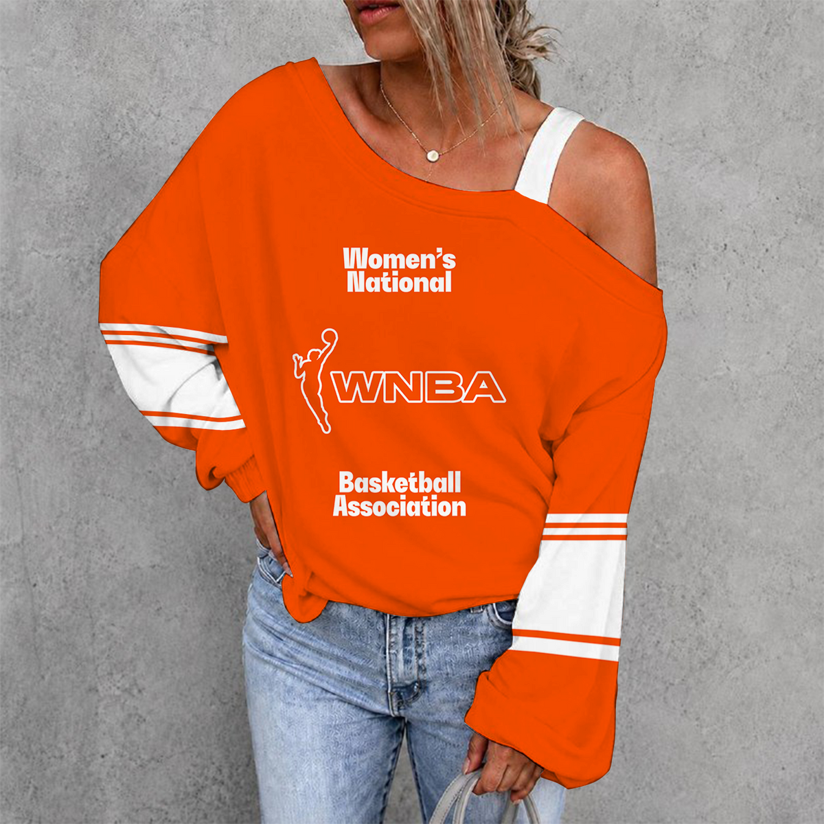 [HOOPS SPECIAL] NEW CUSTOMIZED WNBA16 WOMEN'S NATIONAL BASKETBALL ASSOCIATION WOMEN'S OFF-SHOULDER LONG SLEEVE SHIRT
