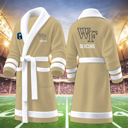 [HOOPS SPECIAL] NEW CUSTOMIZED NCAA CFH16 WFD WAKE FOREST DEMON DEACONS MULTICOLOR FLEECE BATHROBE