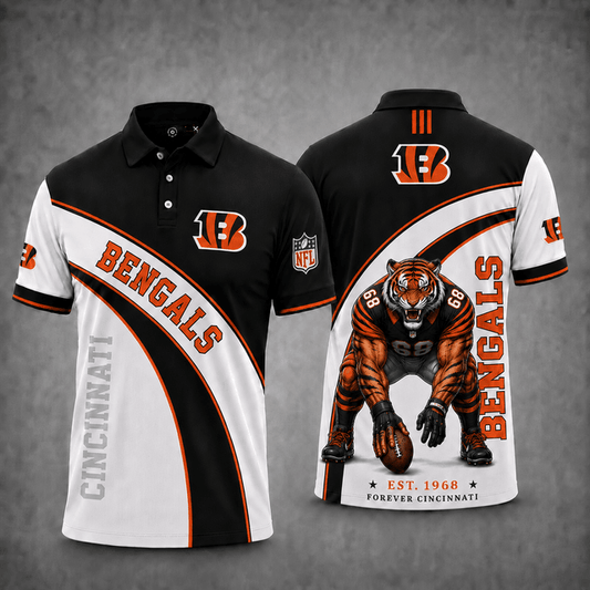 [TOUCHDOWN DEAL] NEW CUSTOMIZED NFL16 CCB CINCINNATI BENGALS POLO SHIRT