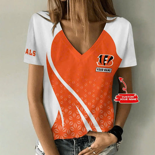 [TOUCHDOWN DEAL] NEW CUSTOMIZED NFL16 CCB CINCINNATI BENGALS V-NECK FEMALE SHIRT