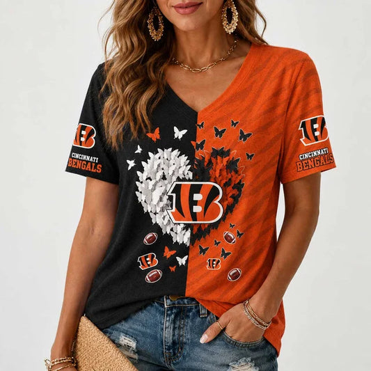 [TOUCHDOWN DEAL] NEW CUSTOMIZED NFL16 CCB CINCINNATI BENGALS V-NECK FEMALE SHIRT