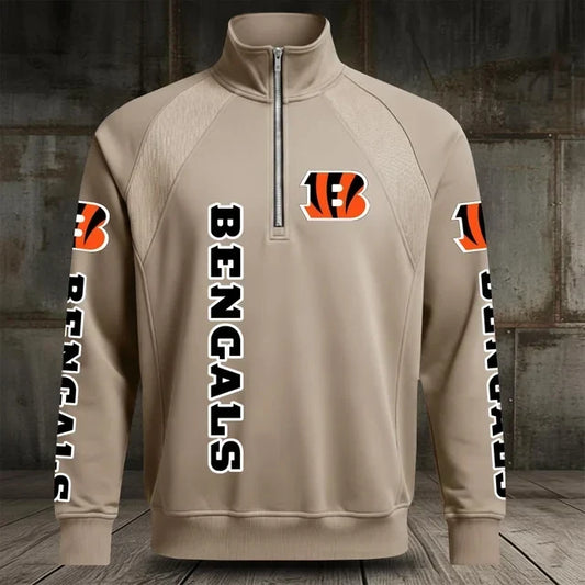 [TOUCHDOWN DEAL] NEW CUSTOMIZED NFL16 CCB CINCINNATI BENGALS MEN'S MULTICOLOR QUARTER-ZIP PULLOVER