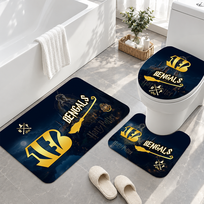 [TOUCHDOWN DEAL] NEW CUSTOMIZED NFL16 CCB CINCINNATI BENGALS 3-PIECE BATHROOM RUG SET