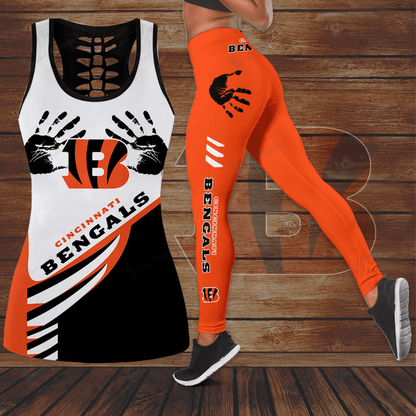 [TOUCHDOWN DEAL] NEW CUSTOMIZED NFL16 CCB CINCINNATI BENGALS HOLLOW TANK TOP & LEGGINGS SET