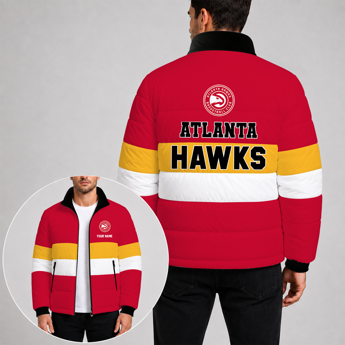 [SLAM DUNK DEAL] NEW CUSTOMIZED NBA17 AHA THE HAWKS PUFFER JACKET