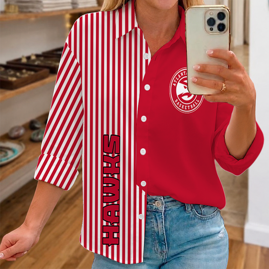 [HOT DEAL] NEW CUSTOMIZED NBA17 AHA ATLANTA HAWKS WOMEN CASUAL SHIRT FOR FAN