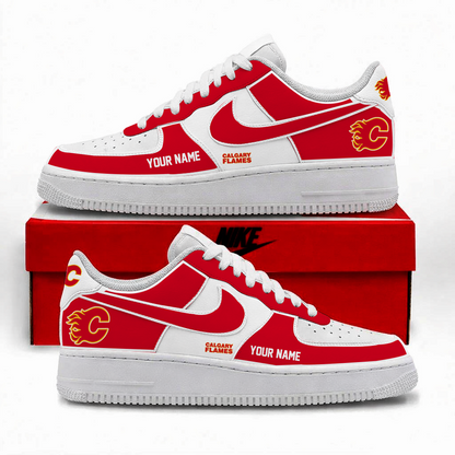 [PUCK DROP DEAL]NEW CUSTOMIZED NHL17 CGF CALGARY FLAMES AF1 SHOES