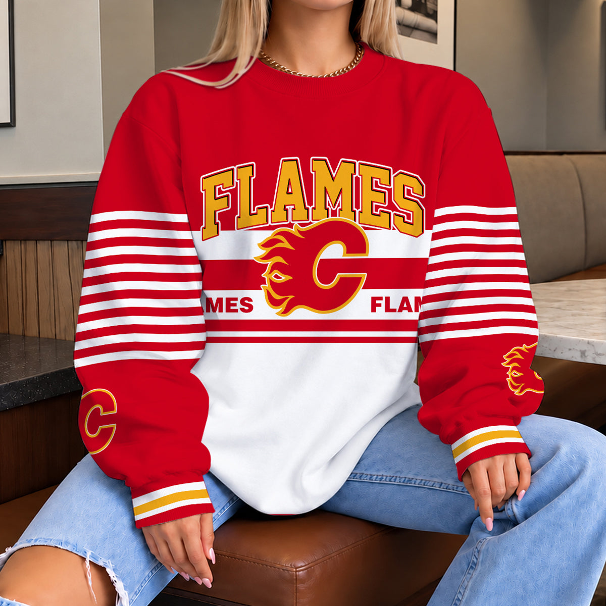 [PUCK DROP DEAL] NEW CUSTOMIZED NHL17 CGF THE FLAMES UNISEX SWEATSHIRT