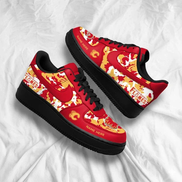 [PUCK DROP DEAL] NEW CUSTOMIZED NHL17 CGF CALGARY FLAMES AF1 SHOES