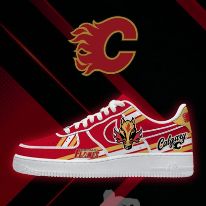 [PUCK DROP DEAL] NEW CUSTOMIZED NHL17 CGF CALGARY FLAMES AF1 SHOES