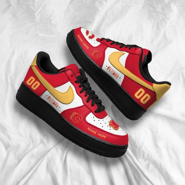 [PUCK DROP DEAL] NEW CUSTOMIZED NHL17 CGF CALGARY FLAMES AF1 SHOES