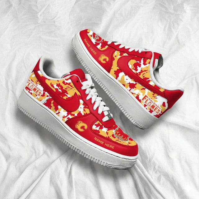 [PUCK DROP DEAL] NEW CUSTOMIZED NHL17 CGF CALGARY FLAMES AF1 SHOES