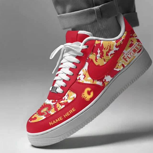 [PUCK DROP DEAL] NEW CUSTOMIZED NHL17 CGF CALGARY FLAMES AF1 SHOES