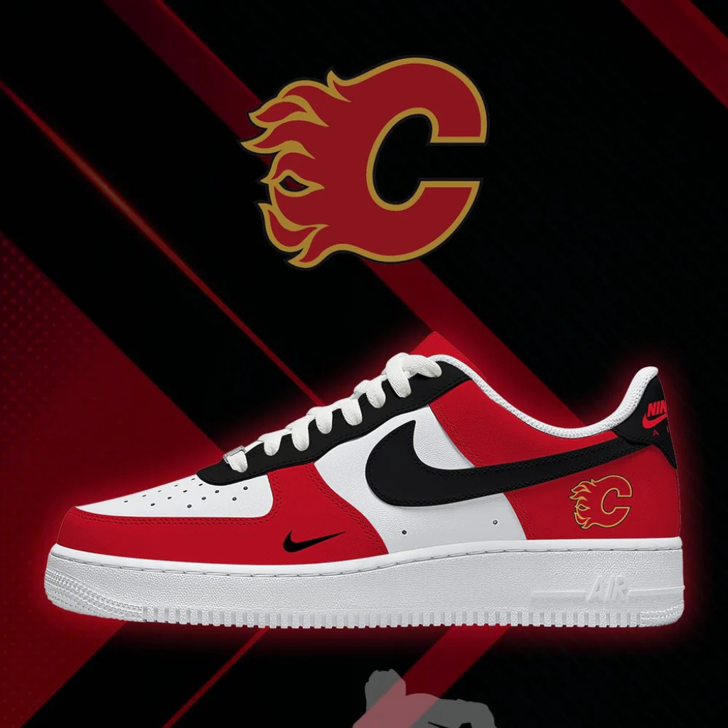 [PUCK DROP DEAL] NEW CUSTOMIZED NHL17 CGF CALGARY FLAMES AF1 SHOES