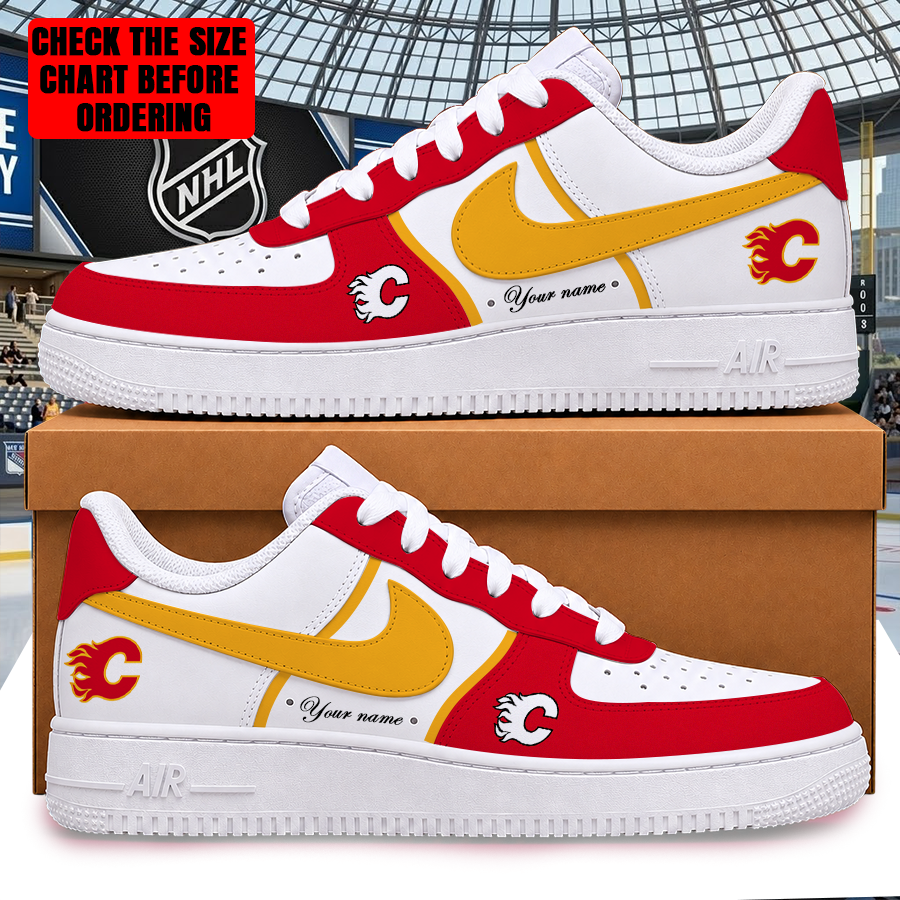 [PUCK DROP DEAL] NEW CUSTOMIZED NHL17 CGF CALGARY FLAMES AF1 SHOES