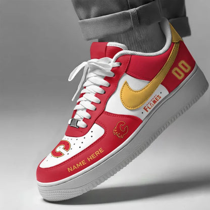 [PUCK DROP DEAL] NEW CUSTOMIZED NHL17 CGF CALGARY FLAMES AF1 SHOES