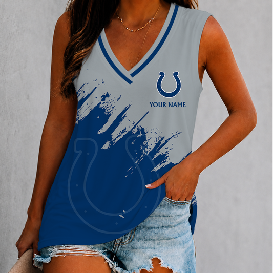[TOUCHDOWN DEAL] NEW CUSTOMIZED NFL17 IDC INDIANAPOLIS COLTS WOMEN'S V-NECK TANK TOP