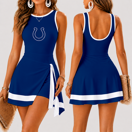 [TOUCHDOWN DEAL] NEW CUSTOMIZED NFL17 IDC INDIANAPOLIS COLTS WOMEN'S SUMMER SKORT DRESS