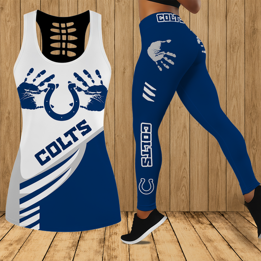 [TOUCHDOWN DEAL] NEW CUSTOMIZED NFL17 IDC INDIANAPOLIS COLTS HOLLOW TANK TOP & LEGGINGS SET
