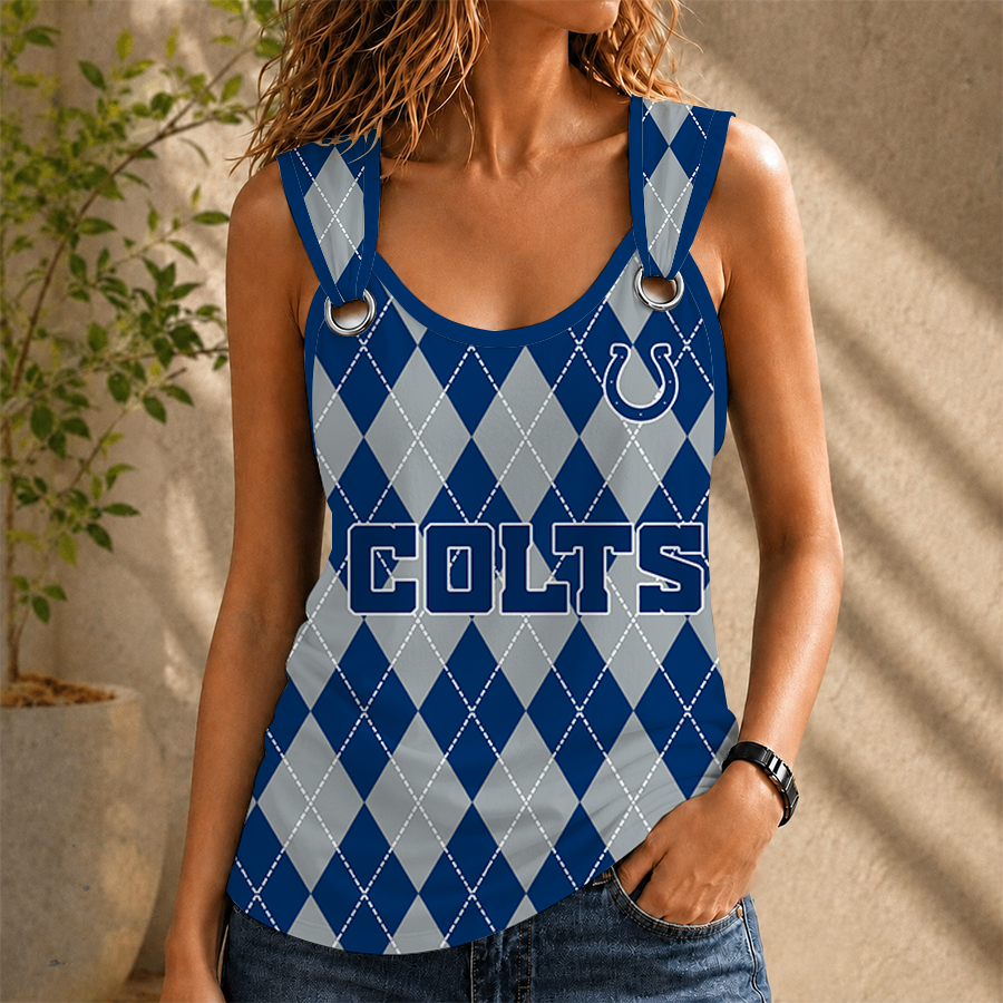 [TOUCHDOWN DEAL] NEW CUSTOMIZED NFL17 IDC INDIANAPOLIS COLTS O-RING SHOULDER TANK TOP