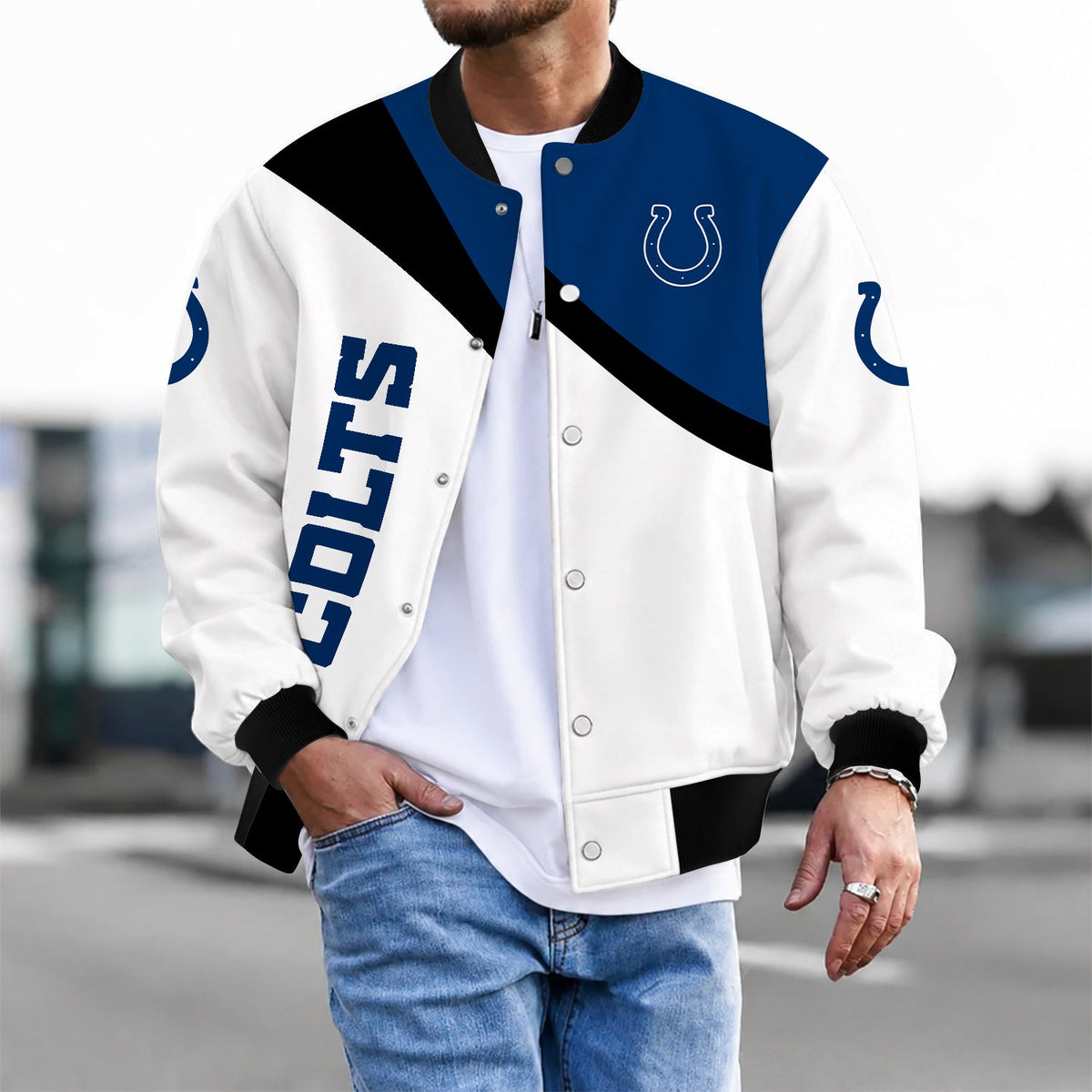 [TOUCHDOWN DEAL] NEW CUSTOMIZED NFL17 IDC INDIANAPOLIS COLTS SATIN VARSITY & BASEBALL JACKET