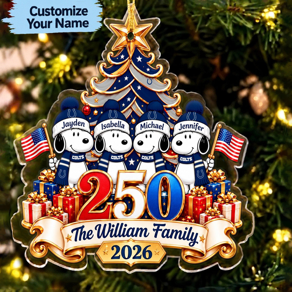 [TOUCHDOWN DEAL] NEW CUSTOMIZED NFL17 IDC INDIANAPOLIS COLTS CHRISTMAS ACRYLIC ORNAMENT