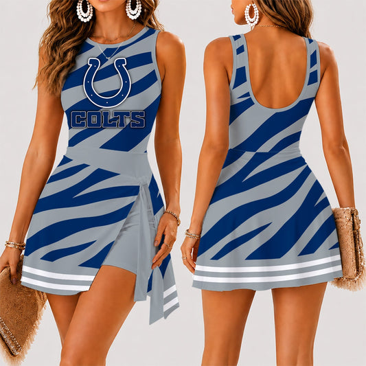 [TOUCHDOWN DEAL] NEW CUSTOMIZED NFL17 IDC INDIANAPOLIS COLTS WOMEN'S SUMMER SKORT DRESS