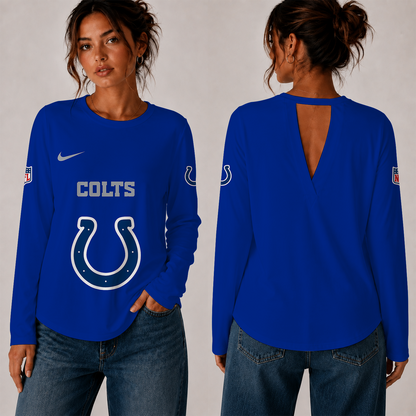 [TOUCHDOWN DEAL] NEW CUSTOMIZED NFL17 IDC THE COLTS WOMEN'S BACK V-CUT LONG-SLEEVE SHIRT
