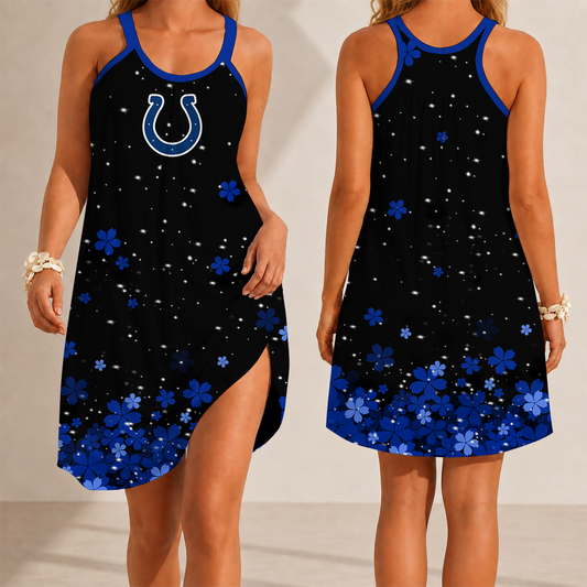 [TOUCHDOWN DEAL] NEW CUSTOMIZED NFL17 IDC INDIANAPOLIS COLTS CAMISOLE DRESS