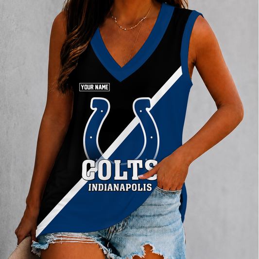 [TOUCHDOWN DEAL] NEW CUSTOMIZED NFL17 IDC INDIANAPOLIS COLTS WOMEN'S V-NECK TANK TOP
