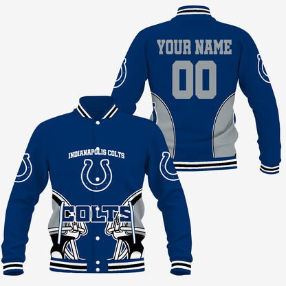 [TOUCHDOWN DEAL] NEW CUSTOMIZED NFL17 IDC INDIANAPOLIS COLTS SATIN VARSITY & BASEBALL JACKET