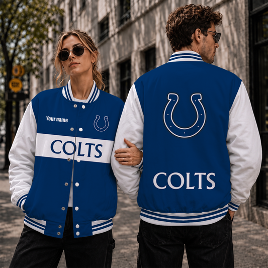 [TOUCHDOWN DEAL] NEW CUSTOMIZED NFL17 IDC INDIANAPOLIS COLTS SATIN VARSITY & BASEBALL JACKET