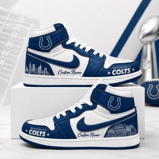 [TOUCHDOWN DEAL] NEW CUSTOMIZED NFL17 IDC INDIANAPOLIS COLTS AIR JORDAN 1