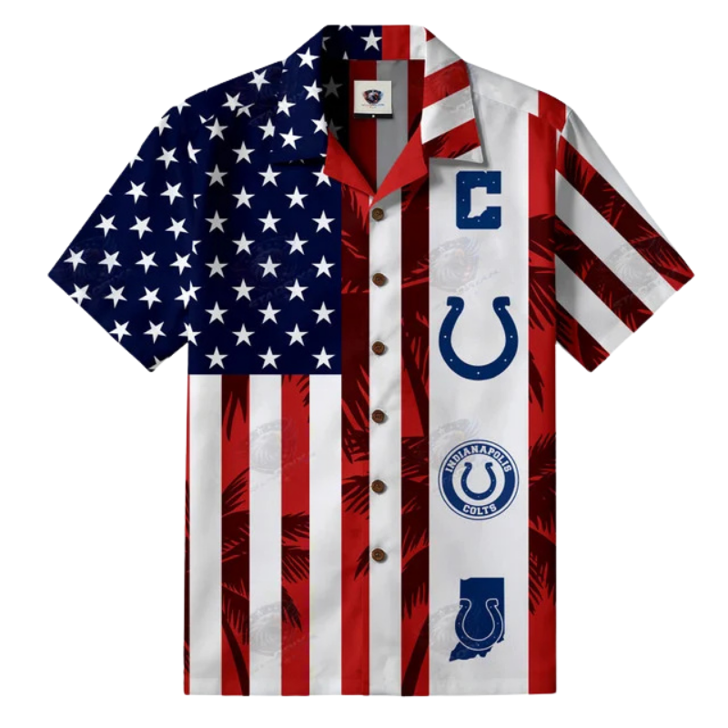 [TOUCHDOWN DEAL] NEW CUSTOMIZED NFL17 IDC INDIANAPOLIS COLTS PATRIOTIC 250 USA HAWAIIAN SHIRT