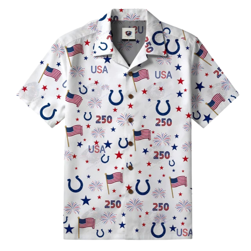 [TOUCHDOWN DEAL] NEW CUSTOMIZED NFL17 IDC INDIANAPOLIS COLTS PATRIOTIC 250 USA HAWAIIAN SHIRT