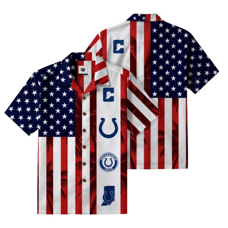[TOUCHDOWN DEAL] NEW CUSTOMIZED NFL17 IDC INDIANAPOLIS COLTS PATRIOTIC 250 USA HAWAIIAN SHIRT