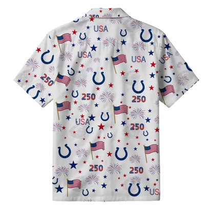 [TOUCHDOWN DEAL] NEW CUSTOMIZED NFL17 IDC INDIANAPOLIS COLTS PATRIOTIC 250 USA HAWAIIAN SHIRT