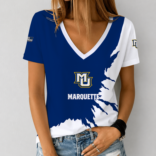 [SLAM DUNK DEAL] NEW CUSTOMIZED NCAA MAM17 MGE MARQUETTE GOLDEN EAGLES V-NECK FEMALE SHIRT