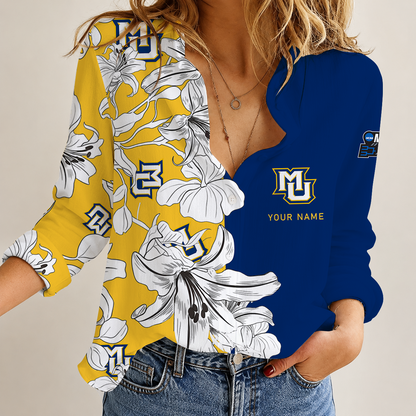 [SLAM DUNK DEAL] NEW CUSTOMIZED NCAA MAM17 MGE MARQUETTE GOLDEN EAGLES STRAPPY WOMEN CASUAL SHIRT