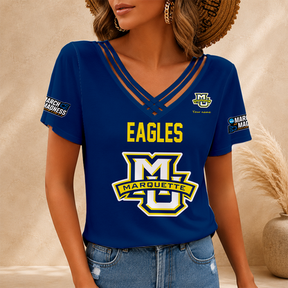 [SLAM DUNK DEAL] NEW CUSTOMIZED NCAA MAM17 MGE MARQUETTE GOLDEN EAGLES V-NECK SHIRT