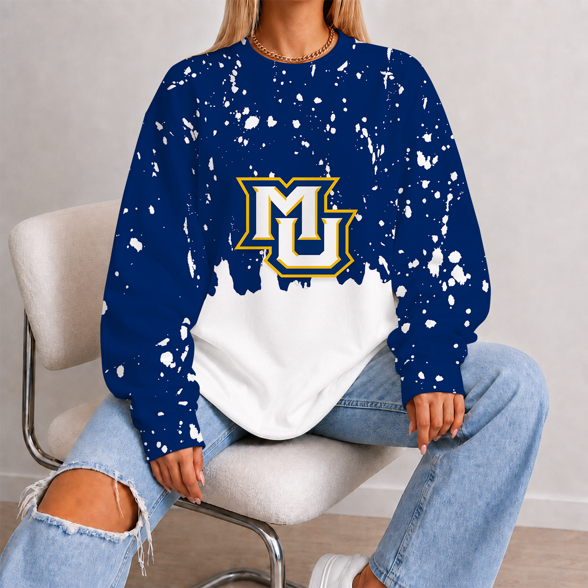 [SLAM DUNK DEAL] NEW CUSTOMIZED NCAA MAM17 MGE MARQUETTE GOLDEN EAGLES STRAPPY UNISEX SWEATSHIRT