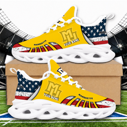 [SLAM DUNK DEAL] NEW CUSTOMIZED NCAA MAM17 MGE MARQUETTE GOLDEN EAGLES STRAPPY UNISEX CLUNKY SNEAKERS