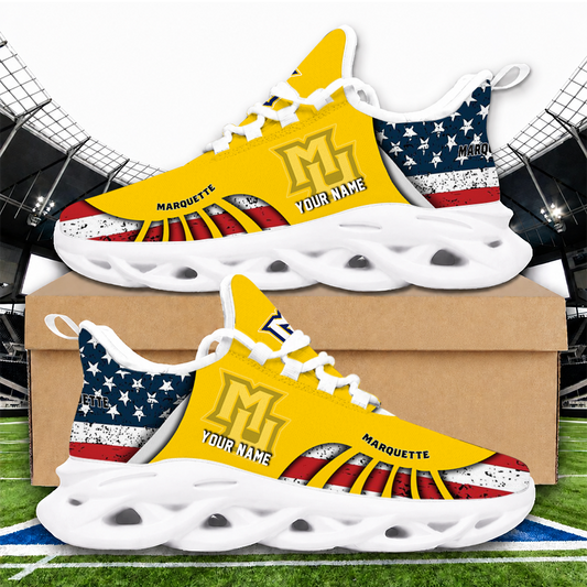 [SLAM DUNK DEAL] NEW CUSTOMIZED NCAA MAM17 MGE MARQUETTE GOLDEN EAGLES STRAPPY UNISEX CLUNKY SNEAKERS