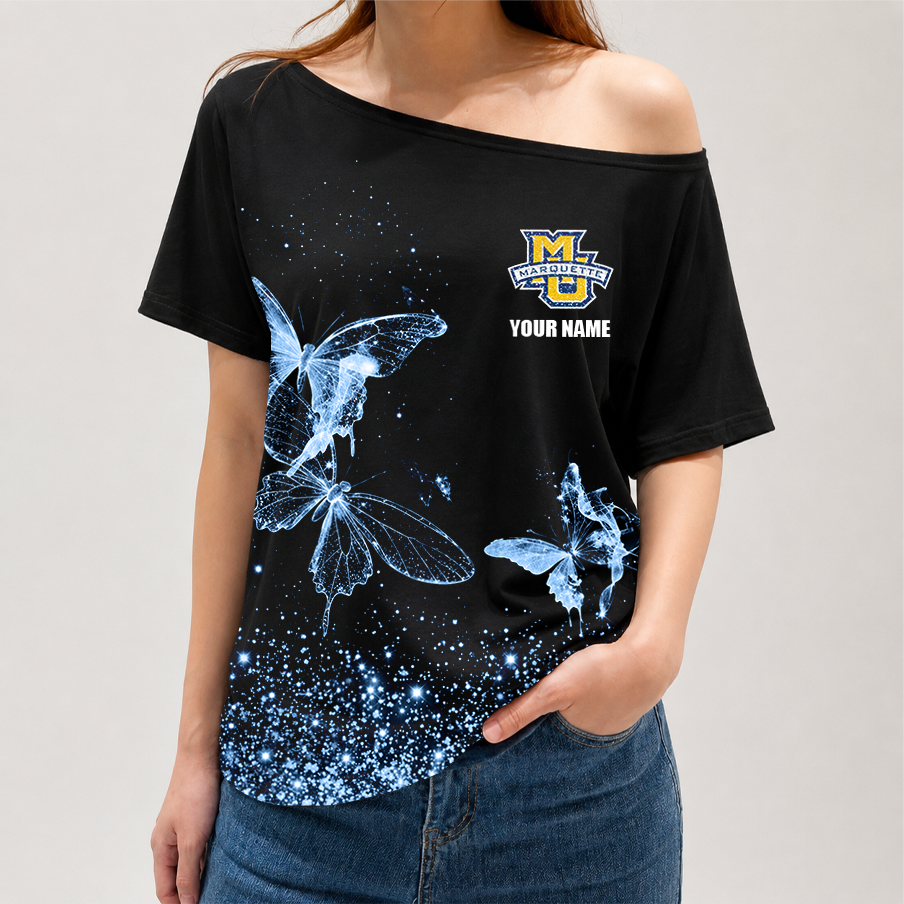 [SLAM DUNK DEAL] NEW CUSTOMIZED NCAA MAM17 MGE MARQUETTE GOLDEN EAGLES STRAPPY OFF-SHOULDER SHIRT